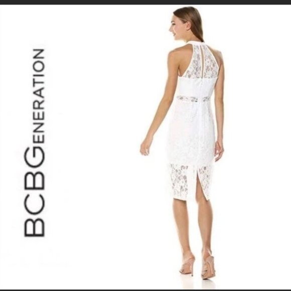 NWT BCBG HALTER NECK LACE CUT OUT PENCIL DRESS SZ 6 - Picture 5 of 6